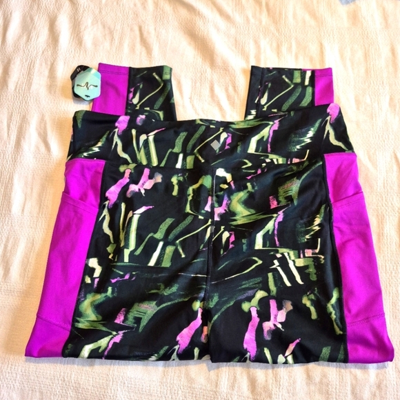 LuLaRoe Rise Brave line women's size 3X leggings black green & pink design NWT - Picture 7 of 8